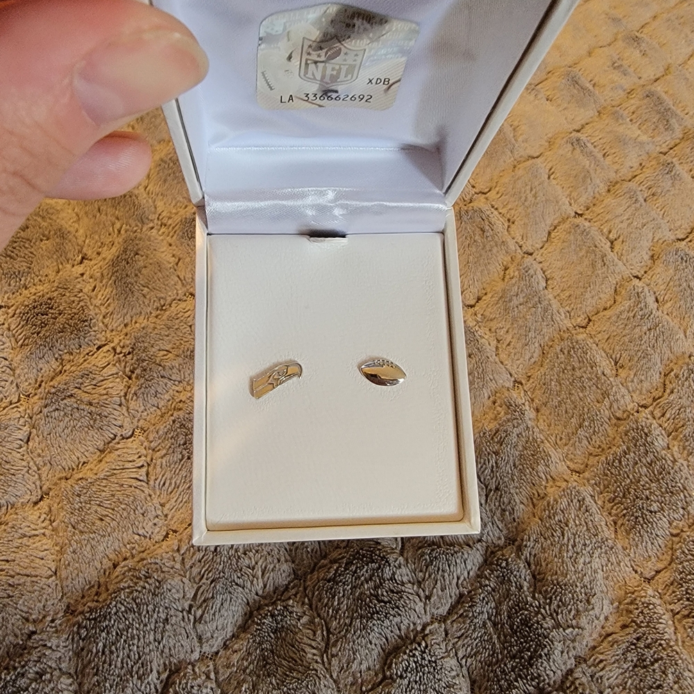NFL Silver Seattle Seahawks Earrings